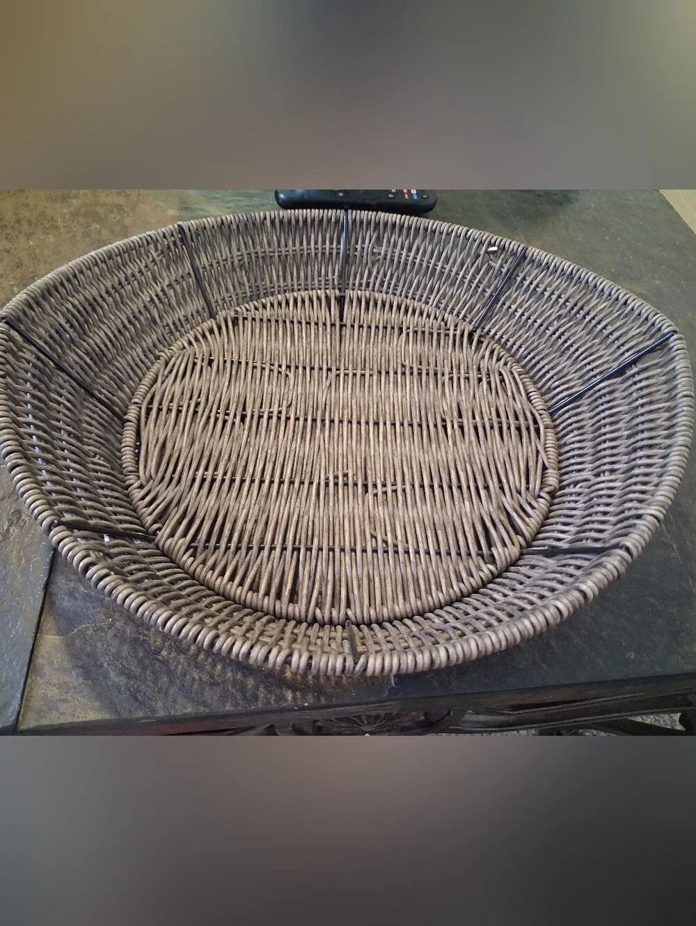Woven Round Decorative Basket in Grey-Brown